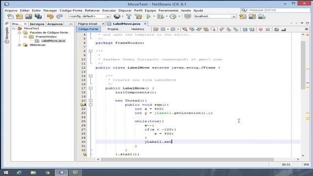 JLabel EM MOVIMENTO - JAVA NETBEANS смотреть онлайн