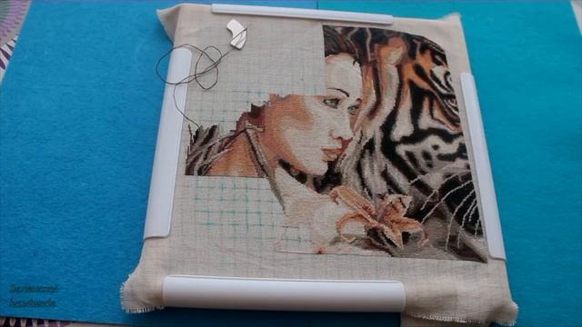 Вышивка гобелен от Luca-S. Японка. Часть 4-я. Видео обзор процесса. смотреть онлайн