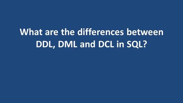 What is SQL, DDL, DML and DCL in SQL смотреть онлайн
