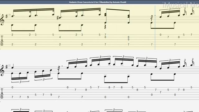 Guitar TAB - Antonio Vivaldi : Andante (from Concerto in G for 2 Mandolins) | Tutorial Sheet #iMn смотреть онлайн