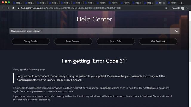 DISNEY+ ERROR CODE 21 what to do? смотреть онлайн