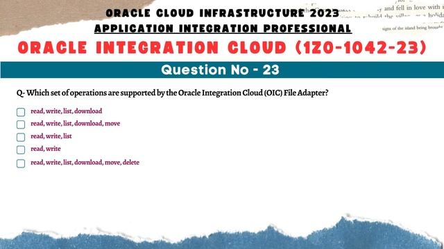OIC Dump : 21 to 25 | Oracle Integration certification questions | 1Z0-1042 dumps | OIC dump | OIC смотреть онлайн