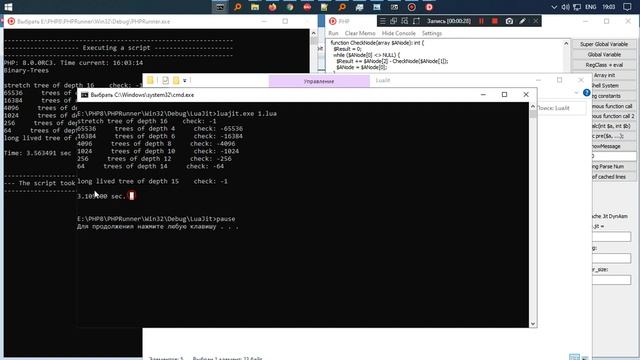 LuaJIT 2.1.0-beta3 vs PHPJit 8.0.0RC3 смотреть онлайн