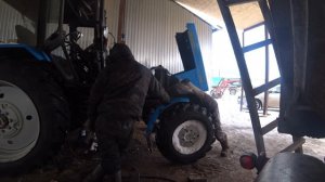 6/22 МТЗ-82.1, завариваем промежуток, установка сцепления, ставлю рычаг на МАЗ. (5 марта)