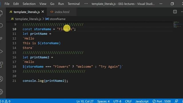 Template literals (Template Strings) - ES6 смотреть онлайн