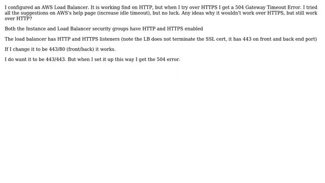 DevOps & SysAdmins: 504 Gateway Timeout on HTTPS but not HTTP смотреть онлайн