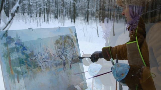 Художник Татьяна Салыго в парке "Александрино" Санкт Петербург (28 января 2019) смотреть онлайн