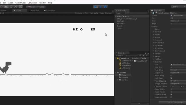 5/6 - How to make a 2D game | Trex Runner | Unity Tutorial | Score and GUI смотреть онлайн