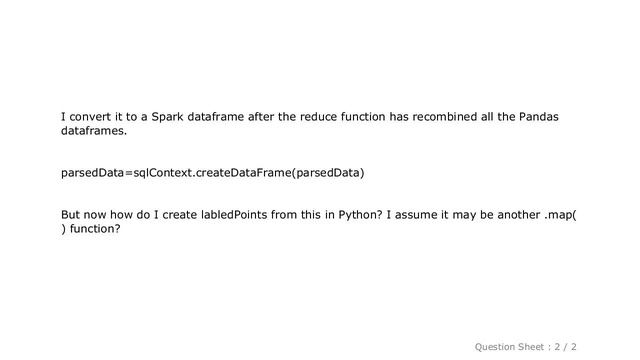 Pandas : Create labeledPoints from Spark DataFrame in Python смотреть онлайн