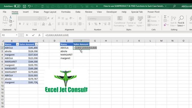 SUMPRODUCT and FIND Functions to Sum Case Sensitive Values смотреть онлайн