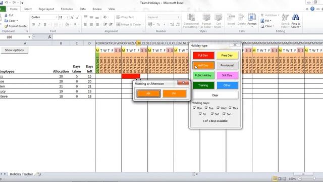 Free Employee Annual Leave Tracker Tool in Excel VBA смотреть онлайн