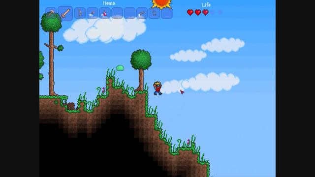 Terraria: Let's Play: Episode 4, What's in this cave.... oh darkness and more slimes! смотреть онлайн