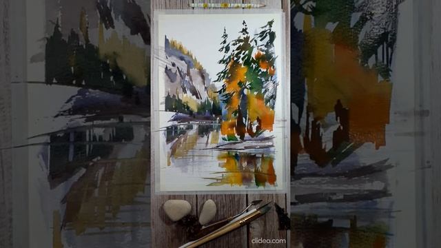 Рисуем осень в тайге акварелью пошагово смотреть онлайн