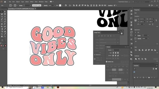 How to make Retro Wavy Groovy Text Trending Amazon Merch, Etsy Design Tutorial (Adobe Illustrator) смотреть онлайн