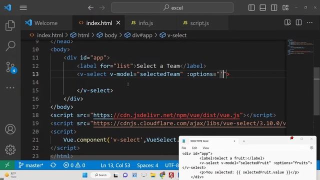 Vue.js vue-select Example to Display the Selected Value From the Dropdown Input Field in Browser смотреть онлайн