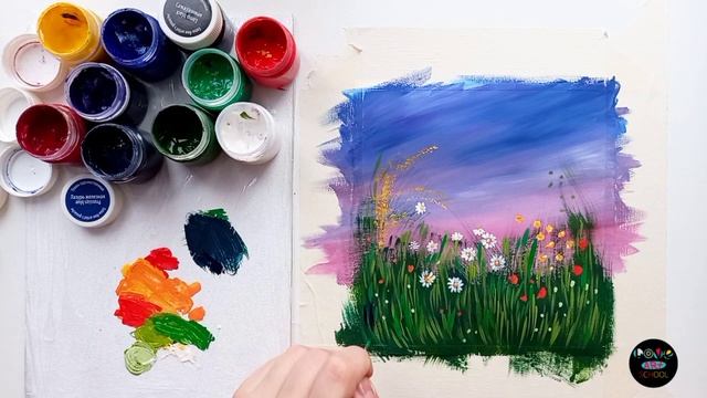 Как нарисовать цветы в поле гуашью смотреть онлайн