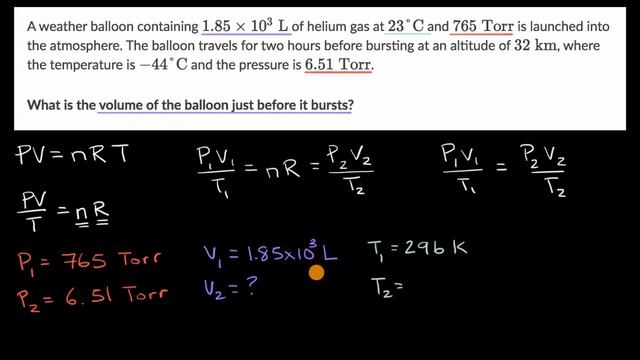 Worked example: Using the ideal gas law to calculate a change in volume | Khan Academy смотреть онлайн