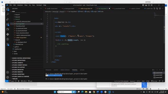 JavaScript - For and while loops смотреть онлайн