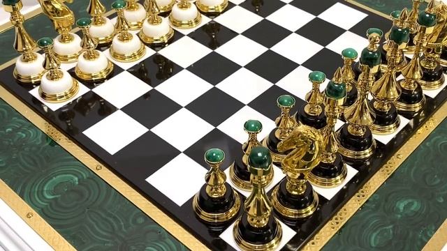 Элитные шахматы ручной работы с малахитом и гравюрой Златоуст. Арт: 3330506* смотреть онлайн
