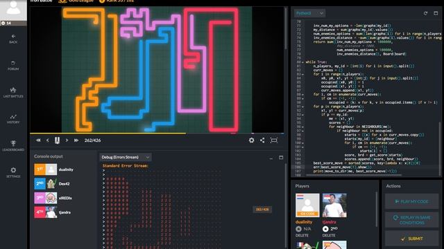Codingame Tron Battle - AI in 78 lines of Python (top 5%) смотреть онлайн