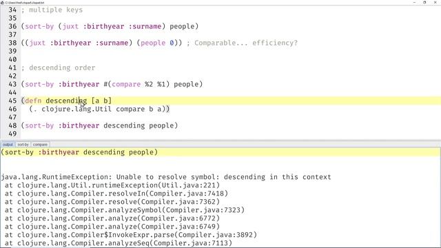 Clojure: sort by multiple keys with different orderings смотреть онлайн