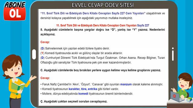 11. Sınıf Türk Dili ve Edebiyatı Ders Kitabı Cevapları Cem Yayınları Sayfa 227 смотреть онлайн