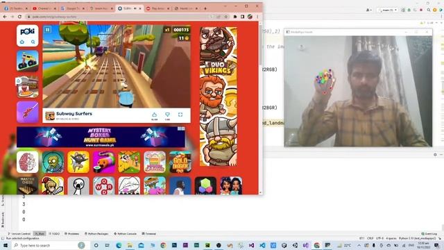 Python | Mediapipe | Subway Surfers Game | VR Keyboard handling | Subway Game | iHi | Karachi смотреть онлайн