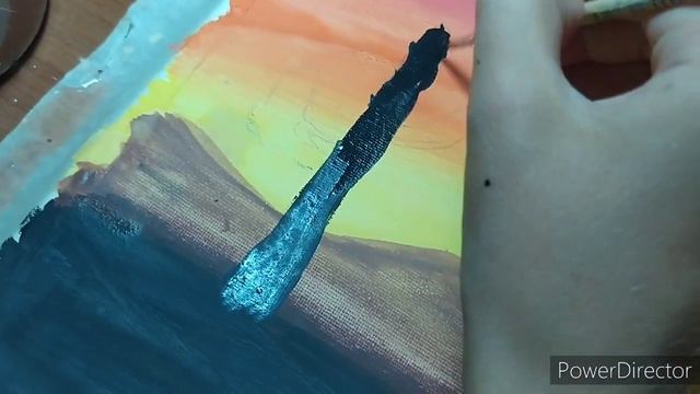 Рисунок закат кактусы в пустыне | рисунок гуашью смотреть онлайн
