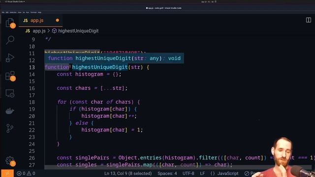 Code Golf in JS | Finding Largest Unique Integer in a String (solution #1) смотреть онлайн