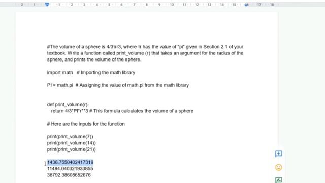 CS1101 Journal Unit 2 - Create a function to calculate volume of a sphere in python смотреть онлайн