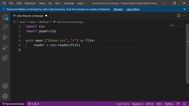 Reading a CSV file, one line at a time | Python in less than 2 minutes смотреть онлайн