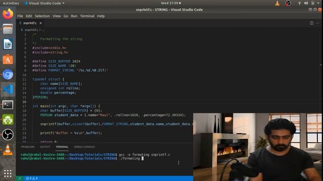 Format strings in C || snprintf() usage || String contain multiple data types смотреть онлайн