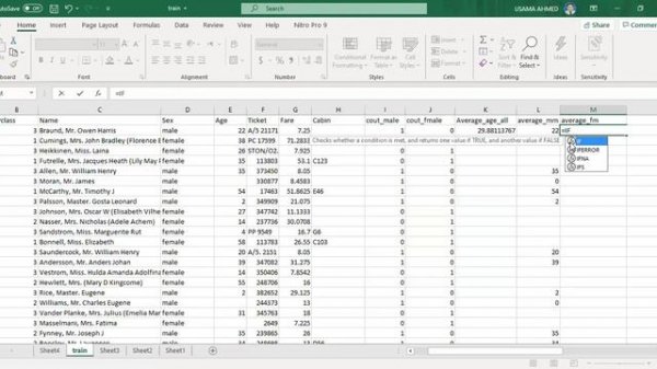 Exploratory Data Analysis (EDA) using Excel: Titanic dataset