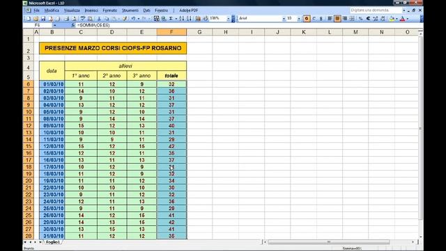 Lezione 10 excel 2003