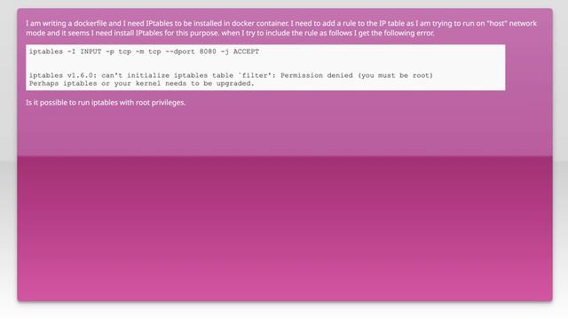 Installing iptables in docker container based on alpinelinux смотреть онлайн