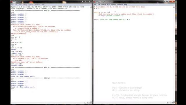 Python Tutorial v3.2.5 Lesson 8.2 - While Loop Application, Comments, Data Conversion смотреть онлайн