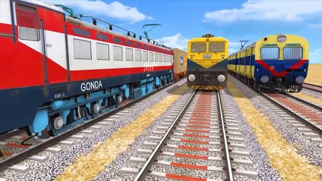 5 TRAINS CROSSING AT BUMPY RAILROAD TRACKS | TRAIN GAME VIDEOS | Train Simulator #railroad #train смотреть онлайн