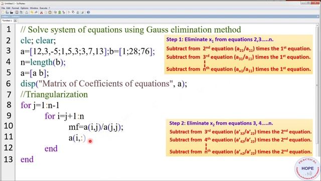 Solve system of linear equations using Gauss Elimination method in SCILAB смотреть онлайн