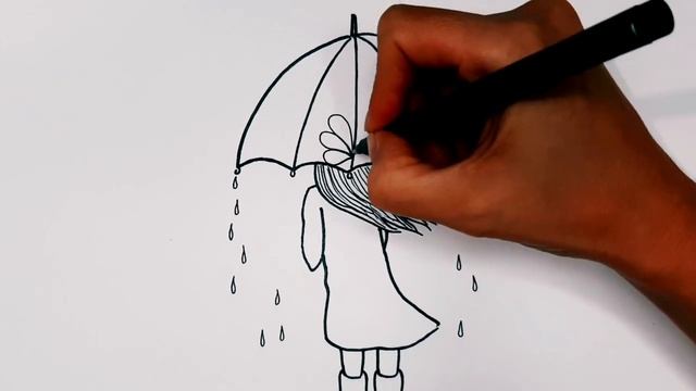 Как нарисовать девушку под зонтом/1184/How to draw a girl under an umbrella смотреть онлайн