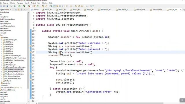 In Java, use parameters in SQL Insert statements with Java JDBC смотреть онлайн