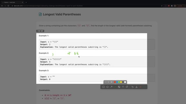 LeetCode 每日一题 Daily Challeng 32 Longest Valid Parentheses смотреть онлайн