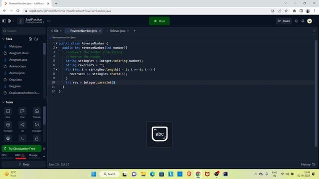 Reverse a number Java Program #java #programming #coding смотреть онлайн