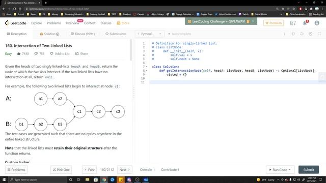 LeetCode Intersection of Two Linked Lists Solution Explained - Python смотреть онлайн