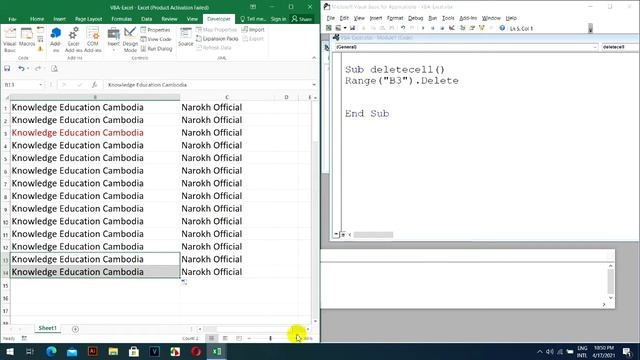 VBA Excel Delete Rows and Column Excel | Knowledge Education Cambodia смотреть онлайн