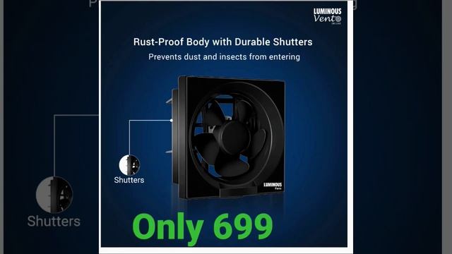 Luminous Vento Deluxe 200 mm Exhaust Fan for Kitchen, Bathroom, and Office (Cut-out Sq 242 x 242 смотреть онлайн