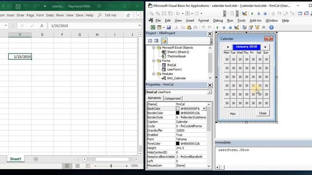 Free Excel VBA Calendar Tool