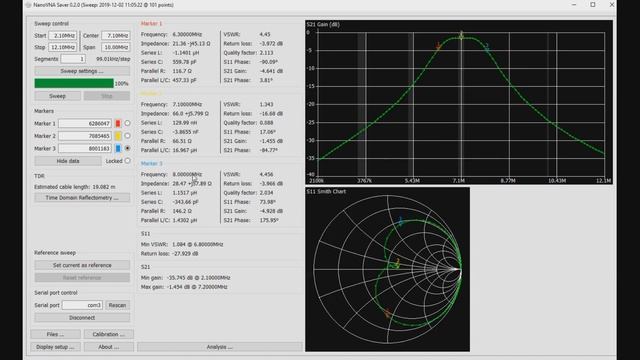 Измерение и настройка полосового фильтра (ДПФ), с помощью NanoVNA смотреть онлайн