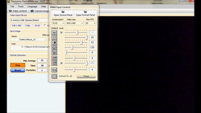 Тест N 01 проги Teremino Particle Detector v1 0 с web камерой Vimicro USB Altair смотреть онлайн