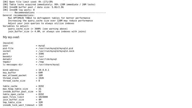 Databases: Following mysqltuner suggestions: query_cache_size and join_buffer_size смотреть онлайн