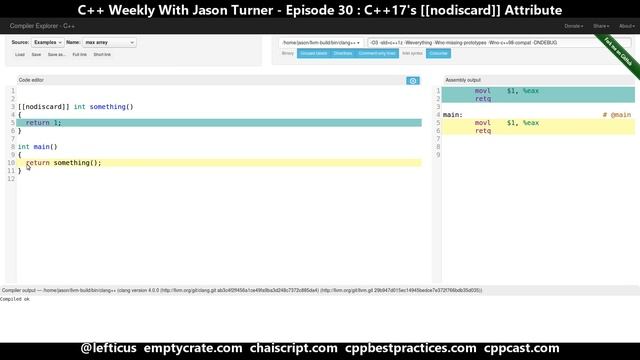 C++ Weekly - Ep 30 - C++17's [[nodiscard]] Attribute смотреть онлайн